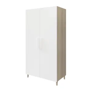 GoodHome Atomia Freestanding Matt white oak effect Particle board Wardrobe (H)1975mm (W)1000mm (D)600mm