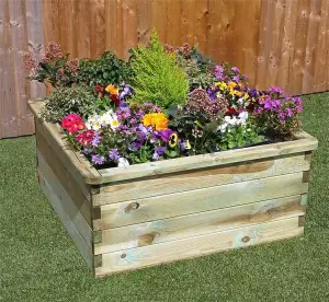 Zest Square Sleeper Raised Wooden Bed Garden Planter Flowers 90cm