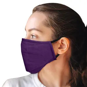 Cotton Mask- Three Layer With Filter Pocket - Adults - Purple