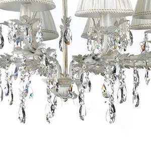 Luminosa Karen 8 Light Multi Arm Chandelier With Shades, Ivory