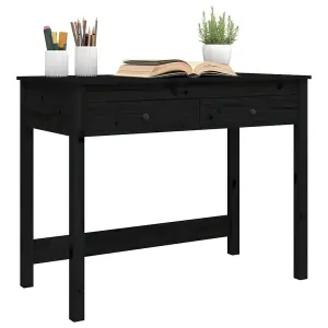 Berkfield Desk with Drawers Black 100x50x78 cm Solid Wood Pine