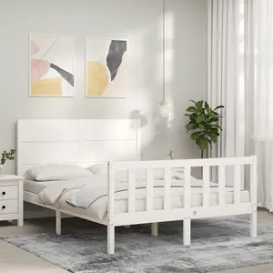 Berkfield Bed Frame with Headboard White 120x200 cm Solid Wood