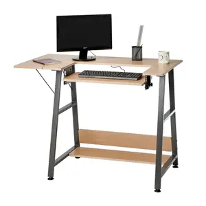 Sewing Online Small Sewing Table, Wood/Dark Grey Legs with Adjustable Platform