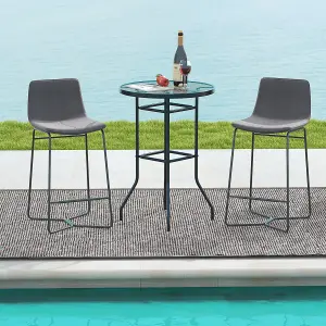 Costway 68 x 68CM Outdoor Bistro Coffee Table Round Glass Top Garden Patio Dining Table