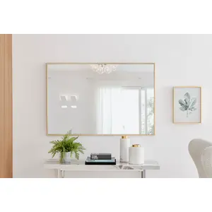 Alcantera Rectangle Metal Frame Wall Mirror Simple and Elegant Modern Design Gold / 120cm H x 80cm W