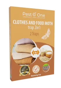 Clothes Moth Carpet Moth & Food Moth Trap 2in1 for Carpet & Kitchen Protection (Pack of 2 - 1 Box)