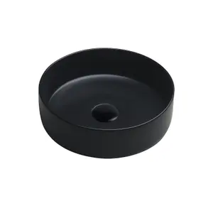 7844 Ceramic 35cm Vert Round Countertop Basin in Matte Black