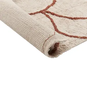 Cotton Area Rug 200 x 200 cm Beige and Brown AVDAN