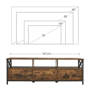 Adame TV Stand for TVs up to 65" Rustic Brown/Black