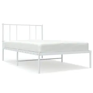 Berkfield Metal Bed Frame with Headboard White 75x190 cm 2FT6 Small Single