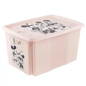 Keeeper Minnie Mouse Turn Around Stacking Box with Lid 45 Litre Nordic Pink