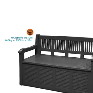 Outdoor Waterproof Garden Seat Bench Storage Box Grey 280L