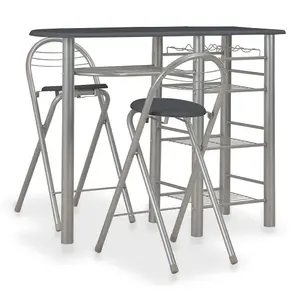 Berkfield 3 Piece Bar Set with Shelves Wood and Steel Black