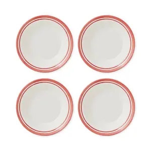 Potter's Stripe Set Of 4 Soup Plates (Set of 4) Red