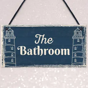 Red Ocean The Bathroom Nautical Theme Bathroom Accessories Sign Shabby Chic Toilet Plaque Home Decor