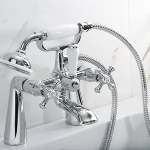 Bristan Corinth Chrome effect Deck-mounted 2 Tap Hole Shower mixer Tap