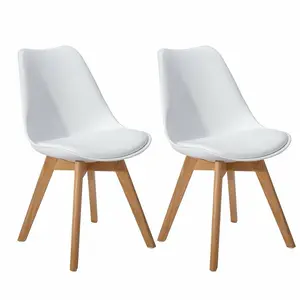 Nero Upholstered Dining Chair (Set of 2) White / Beech