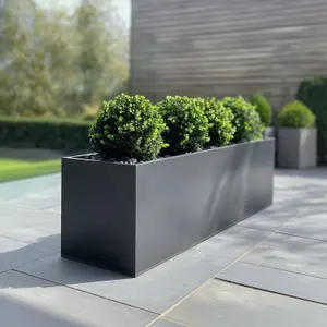 120cm Zinc Galvanised Matte Grey Trough Planter