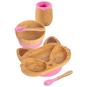 5pc Bamboo Fox Baby Weaning Set - Pink