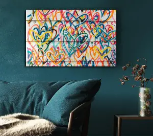 Colour Spectrum Hearts Canvas Print Wall Art - Medium 20 x 32 Inches