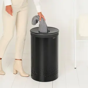 Brabantia Laundry Bin Black / 63.5cm H x 30cm W x 30cm D