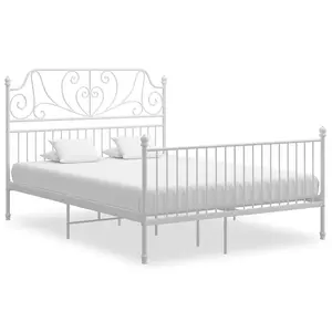 vidaXL Bed Frame White Metal 140x200 cm