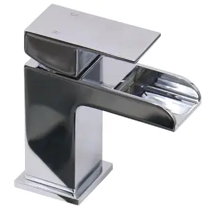 Rinse Bathrooms Modern Mini Bathroom Waterfall Mono Basin Mixer Tap Chrome