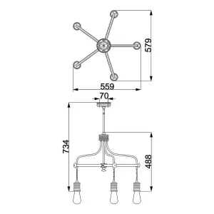 Elstead Douille 5 Light Chandelier Black, Polished Brass Finish, E27