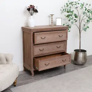 Melody Maison Wooden 3 Drawer Chest Of Drawers - Hessian Range