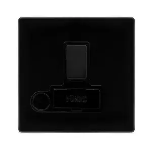 Matt Black Screwless Plate 13A Fused   Connection Unit Switched With Flex - Black Trim - SE Home