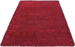 Fluffy Red Shaggy Area Rug ,50mm/5cm Deep Pile Living Room Carpet Runner - 120x170 cm