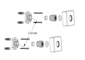 KeenFix Square Shower Bar Valve Easy Fix Fitting Kit: Chrome