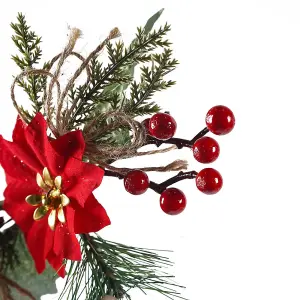 Christmas Flower Swag Decorations Limited Berry & Holly Stem