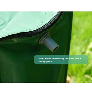 Collapsible 250L PVC Garden Water Butt Portable Tank with Zipped Lid Drain Tap