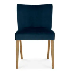 Caserta Upholstered Dining Chair (Set of 2) Dark Blue / Dark Oak