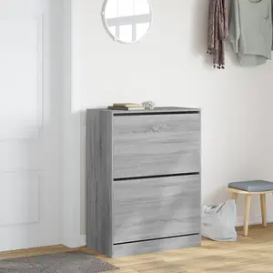 Berkfield Shoe Cabinet with 2 Flip-Drawers Grey Sonoma 80x42x108 cm