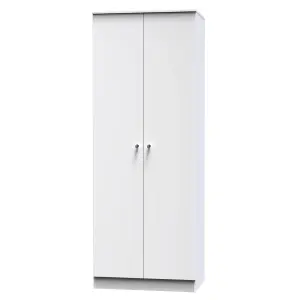 Yarmouth Ready assembled Modern White Tall Double Wardrobe (H)1960mm (W)740mm (D)520mm