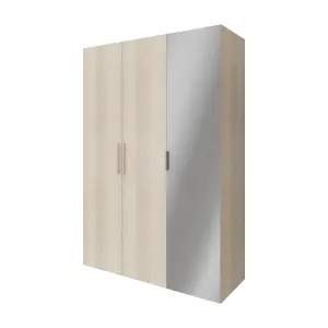 GoodHome Atomia Freestanding Matt oak effect Chipboard Mirrored Triple Wardrobe (H)2250mm (W)1000mm (D)580mm