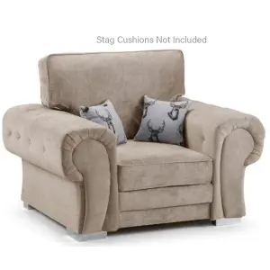 Milan Fabric 3 Piece Sofa Suite Mink Full Back Chesterfield Style