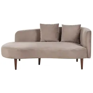 Right Hand Velvet Chaise Lounge Taupe CHAUMONT