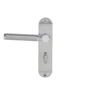 Colours Brigg Satin Nickel effect Aluminium & steel Straight Bathroom Door handle (L)132.8mm