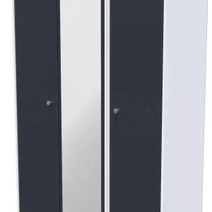 San Jose Ready assembled Contemporary Indigo & white Tall Triple Wardrobe With 1 mirror door (H)1970mm (W)1110mm (D)530mm