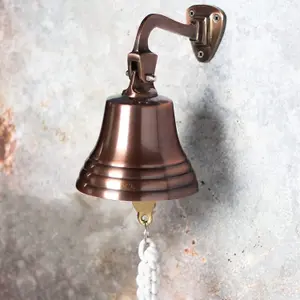 Copper Bell Bar Accessories for Home Pub Hand Bell Wall Mounted Bar Bell Nautical Decorations Unique Bronze Bell 10 Inch