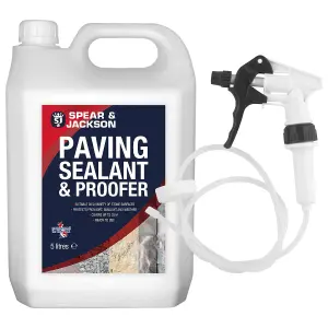 Spear and Jackson - Paving Sealant and Proofer - 5 Litre Water Seal - with Long Hose Trigger - Breathable, Colourless Waterseal fo