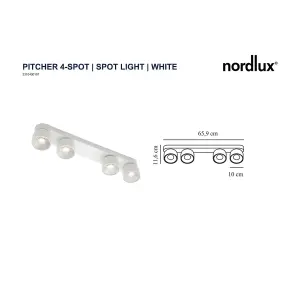 Nordlux Pitcher 4-Spot Kitchen Dining Room Spot Light in White 66cm Length