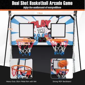 Costway Electronic Basketball Arcade Game Foldable Basketball Game 2 Player Shot 8 Modes