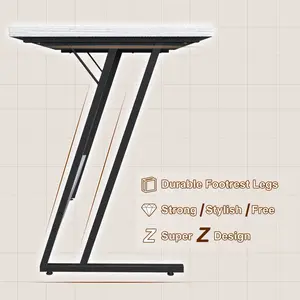 L-Shaped Metal Base Computer Desk White/Black / 74 H x 130 W x 130 D