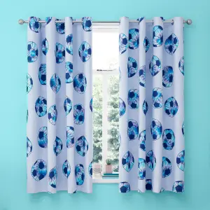 Catherine Lansfield Tie Dye Football Reversible 66x72 Inch Curtains Two Panels Lilac Blue