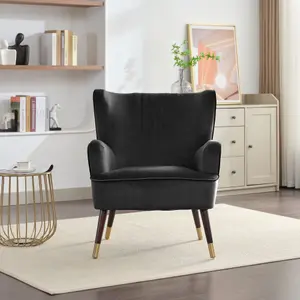 Madison Velvet Fabric Accent Chair - Black