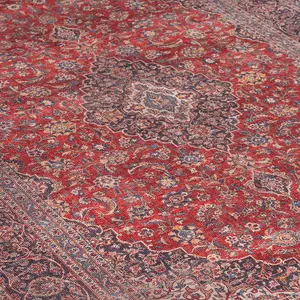 Red Navy Blue Persian Style Anti Slip Washable Rug 200x290cm